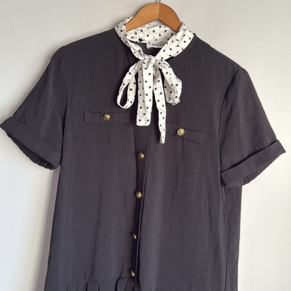 SANDRO SHORT DRESS WITH POLKA DOT TIE - Picture 6 of 15